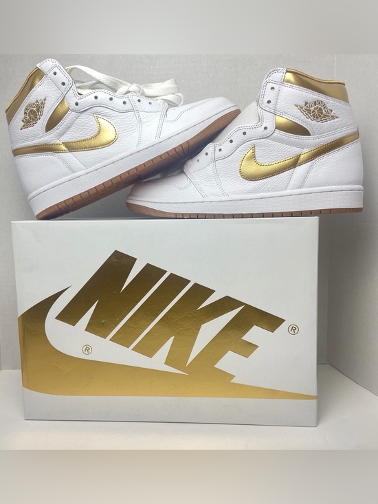 Nike Shoes - Nike Women's Air Jordan 1 High White & Gold Athletic Shoes